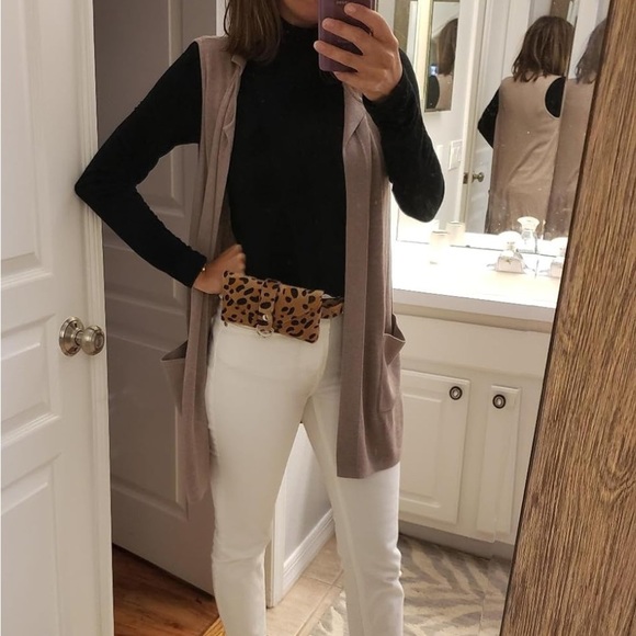 Leopard print waist satchel with snap top, faux pony hair 31 inches New - Picture 3 of 6